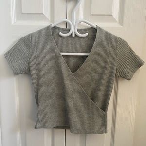 New ROMWE Gray Wrap Crop Top!